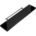 Etagère murale flottante MDF robuste effet flottant support de fixation inclus étagère bois rangement livre décoration CD 70 cm Noir Brillant