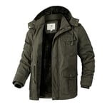 WenVen Homme Duffle Coat Doublure Polaire Manteau Chaud en Coton Manteau à Capuche Détachable Veste Hiver Parka Militaire Slim Fit Vert Militaire XL