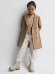 Reiss Kids' Harlow Mid-Length Coat, Camel