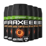 Axe Déodorant Homme Bodyspray Compressé, Dark Temptation, 48 h, lot de 6x100ml