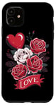 Coque pour iPhone 11 Love Heart And Roses Présentoir floral romantique