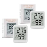 Lot Thermometre Interieur Maison 2 Pièces,Lcd Mini Digital Thermomètre Avec Hygromètre,Mesure De Précision Murale Pour Chambre Bébé,Culture Et Cave,Blanc