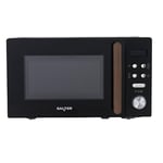 Salter EK5932BLK Toronto 20L Digital Microwave – 95-Minute Timer, Defrost, 25.5cm Glass Turntable, 8 Auto-Function Presets, LED Display, Wood-Effect Accents, Child Lock, 25.9 x 44 x 33.5cm, 800W Black