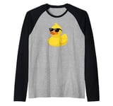 Cute Yellow Rubber Ducky Little Bath Toy Duck Raglan Baseball Tee