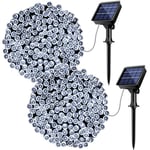 Kolpop Solar Fairy Lights Outdoor 2 Pack, 24M/79ft 240 LED Solar Powered Garden Lights Outside 8 Modes Waterproof Solar String Lights for Trees Patio Fence Wedding Party Christmas Decor (Cool White)