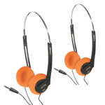 2x Lightweight Adjustable Vintage 80's Headphones Orange Pads MP3 Phone PC TV