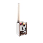 RS Barcelona - Mou Indoor Floor Cue Rack, White, Walnut tray - Pelit - Yonoh