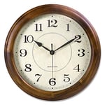 Kesin Horloge Murale silencieuse en Bois de 35,6 cm - Grande Horloge Murale décorative à Piles - sans tic-tac - Horloge rétro pour Salon, Cuisine, Chambre à Coucher