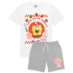 SpongeBob SquarePants Herr Kort Pyjamas Set M Vit/Grå White/Grey M