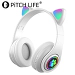 Kids Headphones Wireless Headset Children Bluetooth Earphones LED Light Cat Ear