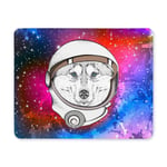 Funny Cartoon Husky Dog in Astronaut's Nebula Galaxy Space Suit Rectangle Non-Slip Rubber Mousepad Mouse Pads/Mouse Mats Case Cover for Office Home Woman Man Employee Boss Work