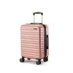 Amazon Basics Valise à Main Rigide et Extensible (55 cm), Coque en ABS Anti-rayures, 4 Roulettes Pivotantes, Or Rosé