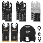 13 Pcs Lame de Scie Oscillante, Universelle Outil Multifonction Saw Blades Accessoires Kit, Lame Outil Multifonction, pour Fein Multimaster, Ryobi, Milwaukee, Bosch, Dremel, Dewalt, Rockwell, Makita