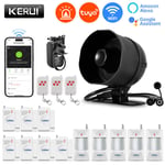 KERbiomom120db-Système d'alarme WiFi intelligent Tuya,haut-parleur fort,sirène antivol,sécurité à domicile avec capteur de porte et fenêtre,mouvement pour la maison - Type Speaker Alarm KIT 8