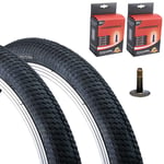 2x Vandorm 20 x 2.00" Drifter BMX Street Black Tyres w/ Schrader Inner Tubes