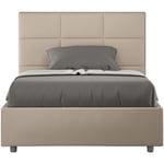 Lit capitonné sans sommier 140x190 Mika simili cuir gris tourterelle