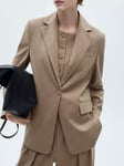 Mango Brownie Wool Blend Blazer, Tan