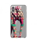 Coque Iphone X Elephant rose vert blanc Aztec indien transparent