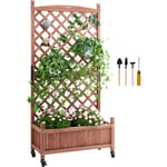 Vevor Jardiniere avec Treillis, 75x33x156 cm Lit de Jardin Surelevee en Bois Autoportant Bac a Fleur deExterieur avec Trous de Drainage pour Plantes