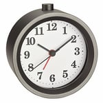 TFA Dostmann 60.1026 Metal Analogue Clock with Silent Movement, Alarm with Snooze Function, Grey, Gray, (L) 95 x (B) 50 x (H) 100 mm