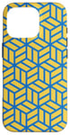 Coque pour iPhone 16 Pro Blue Yellow Cubes Hexagons Geometric Lines Optical Pattern