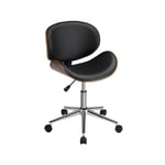 Yaheetech - Chaise de Bureau sans Accoudoirs en Similicuir Roues Pivotantes Hauteur Réglable pour Salon Bar Chambre Studio Charge 125 kg Noir