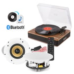 Record Player with Wireless Bluetooth Ceiling Speakers, USB - RP162 WCS65 6.5"