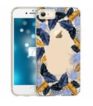 Coque Iphone 7 8 fleur tropical jaune bleu