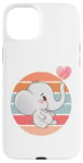 Coque pour iPhone 15 Plus Éléphant blanc dessin animé mignon attachant animal de coeur