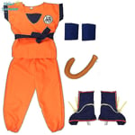 Juldräkt för barn och vuxna Son Goku Cosplay Kostym Anime Superhjältar Jumpsuit Svart Hår Kostym Klä Upp 6pcs*Gui 110 height100*110cm *Goku