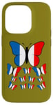 Coque pour iPhone 14 Pro French Pride Papillon Magnifique avec Drapeau de la France