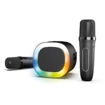 R-MUSIC – KARADUO – Pack karaoké Complet – 2 Microphones Karaoké sans Fil + Enceinte Portable RGB sans Fil – Bluetooth 5.0, Port AUX et Port Micro SD – 5 Effets déformation de Voix + 3 Modes karaoké