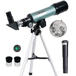 Mijiao Télescope Astronomique pour Enfants, 90X HD Telescope Enfant Astronomique 360/50mm Extérieur Monoculaire Télescopique Portable Réfracteur Télescope avec Trépied pour Enfant Adulte Débutant