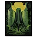 The Rise Of Cthulhu H.P. Lovecraft Mythos Horror Madness Artwork Painting Art Print Framed Poster Wall Decor