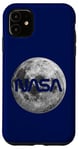 iPhone 11 Retro NASA Worm Logo Full Moon Space Graphic Apollo Artemis Case