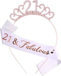 MIOSJI 21st Birthday Sash and Crystal Tiara Birthday Crown, 21st Birthday Gifts