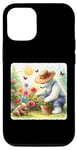 Coque pour iPhone 12/12 Pro Ice Bear Gardening In A Flower Bed Chapeau de paille Motif papillons