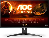 Écran Gaming U28G2Ae 71 Cm (28 Pouces) (Hdmi,Displayport,Freesync,Temps De Réponse De 1 Ms,60 Hz,3840X2160) Noir/Rouge