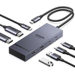 UGREEN Revodok Pro 207 USB C Docking Station 10Gbps, 7-in-1 Docking Station Dual Monitor, Dual 4K@60Hz HDMI Display, 10Gbps USB-C and USB-A Data Ports, 100W PD, USB C Hub for HP Laptops, Thinkpad