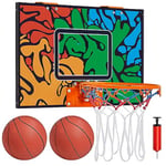 Yaheetech Mini Panier de Basket Mural Panier de Basket Intérieur pour Porte Mural Balles Bureau avec 2 Ballons Gonflables Pompe à Main Chambre Bureau Maison