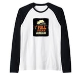 Cool Railroad with Full Steam Ahead Saying Costume Raglan Baseball Tee