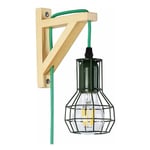 Barcelona Led - Applique murale en bois et cage 'mica' avec ampoule de 4W 2700K - Vert