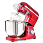 Aucma Stand Mixer, 7.5L Food Mixer for Baking with Bowl, 6 Speeds Electric Kitchen Mixer with Dough Hook, Whisk & Beater 1400W (7.5L, Red)