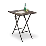 Relaxdays 10020057 Table pliante de jardin carrée Camping pliable BASTIAN en aspect rotin Terrasse HxlxP: 74 x 61,5 x 61,5 cm , marron