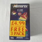 Memorex Sealed Blank VHS Tapes X3 E-180 3 Hours