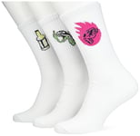 JACK & JONES Men's Jacrock and Roll Tennis Socks Pack of 5, White/Pack: Pink Yarrow-Jasmine Green-Lime Popsicle, One Size