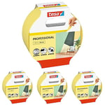 tesa Masking Tape Professional - Painter's tape made of thin Washi paper for particularly precise masking during painting work - for indoors and outdoors - 25 m x 38 mm (Pack of 4)