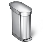 simplehuman CW2044 poubelle étroite à pédale, poubelle de cuisine, acier inoxydable brossé, 45 litres