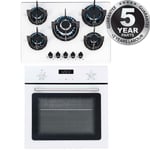 SIA 60cm White Single Electric True Fan Oven & 70cm White 5 Burner Gas Glass Hob