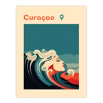 The Seaside Calls Curacao Beach Modern Woman of the Waves Sea Siren Ocean Unframed Wall Art Print Poster Home Decor Premium